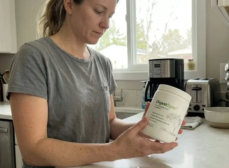 Product bottle of DigestSync gut health supplement.